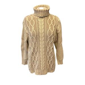 90s Grunge Fisherman Multi Cableknit Sweater, M. Cream